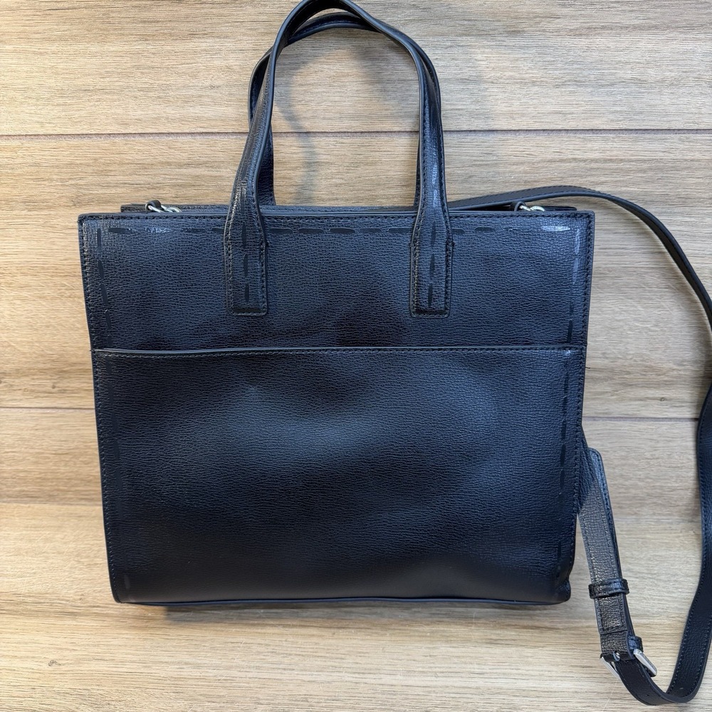 Karl Lagerfeld Paris Nouveau Double Top Handle Tote W/ Crossbody Black Work - Picture 4 of 12